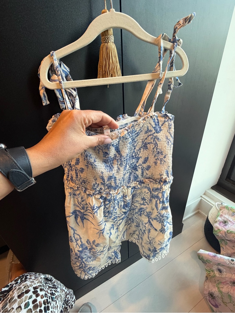 Zimmermann Cream Romper with Blue Floral Print